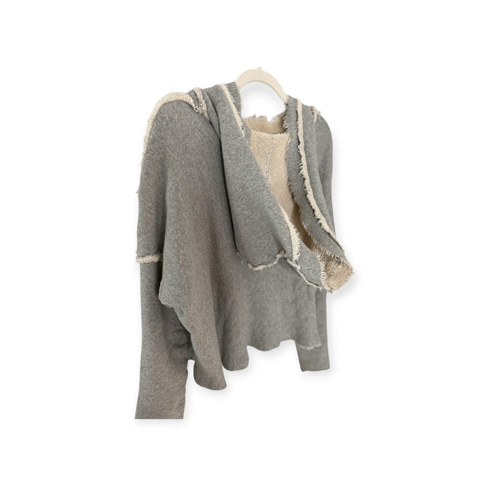 Free People Movement raw edge grey terry sweatshirt with oversized hood size XS - Picture 5 of 8